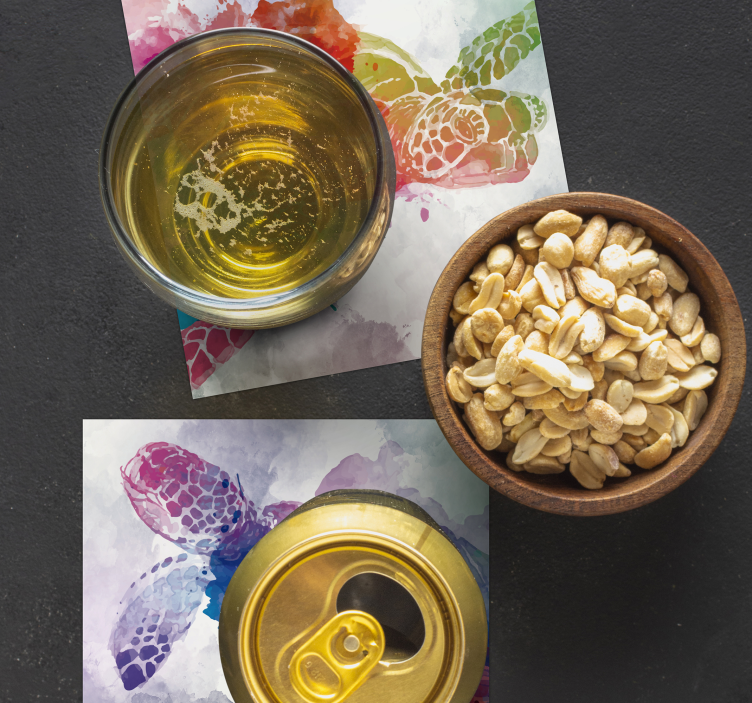 Színes teknős splash poháralátétek sörszőnyegek - TenStickers