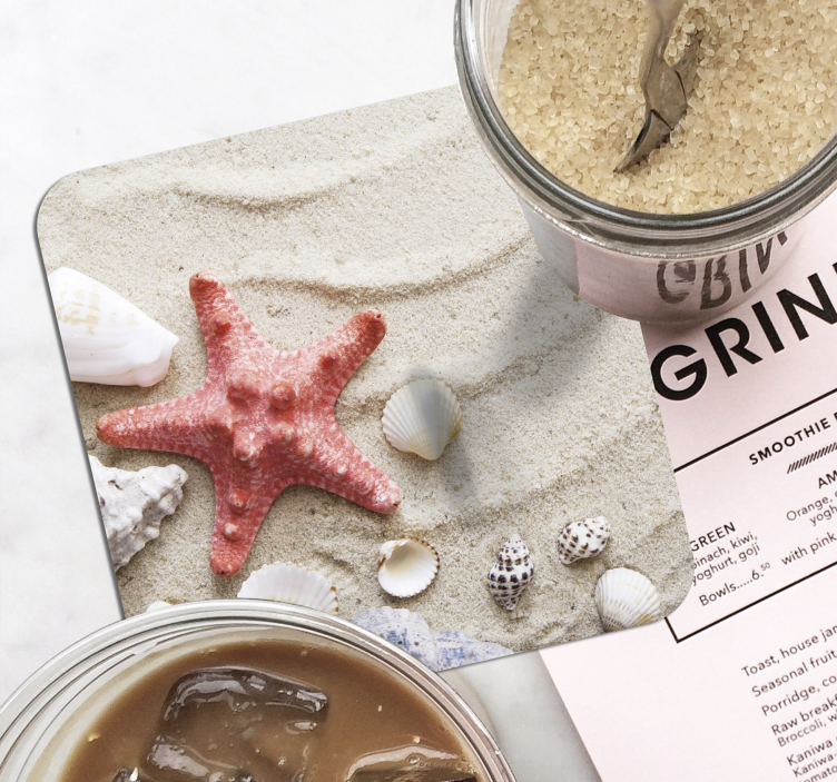 Tengeri csillag és kagyló a homokos alátéteken - TenStickers