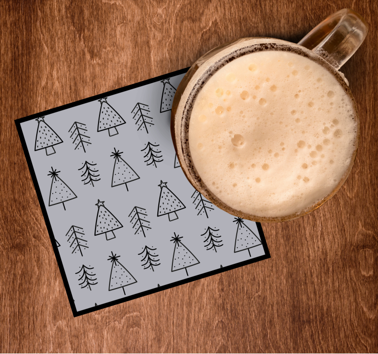 Varrat nélküli fekete -fehér fa karácsonyi alátét - TenStickers