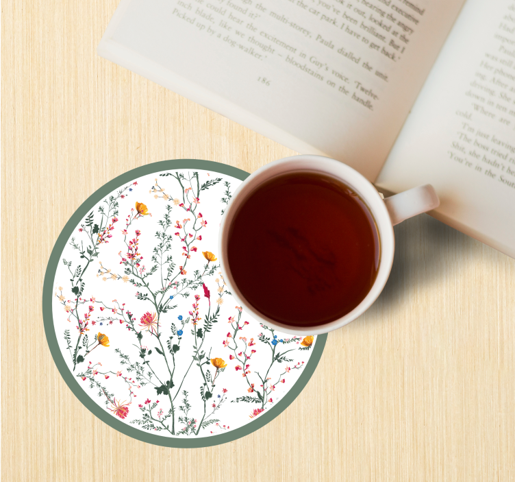 Vékony, minimalista kerti virágok modern poháralátét - TenStickers