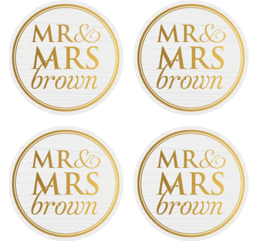 Elegáns mr & mrs esküvőkhöz testreszabható alátét kedvezmények - TenStickers