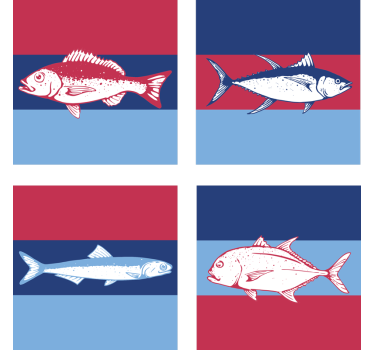 Stilizált hal illusztrációk poháralátétek - TenStickers