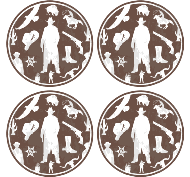 Cowboy témájú poháralátétek szüret - TenStickers