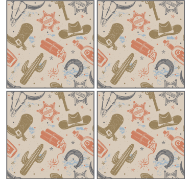 Cowboy témájú poháralátétek szörnyszülött - TenStickers