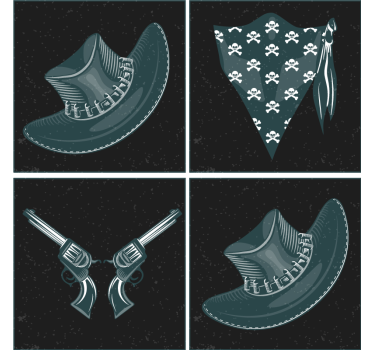 Cowboy kalap, nyáj és revolver alátét - TenStickers