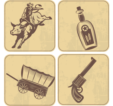 Rodeo cowboy vintage művészet poháralátétek szüret - TenStickers