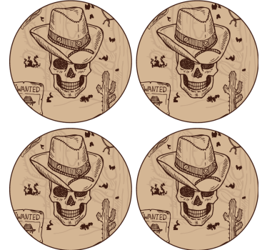 Poháralátétek szörnyszülött koponya kalappal - TenStickers