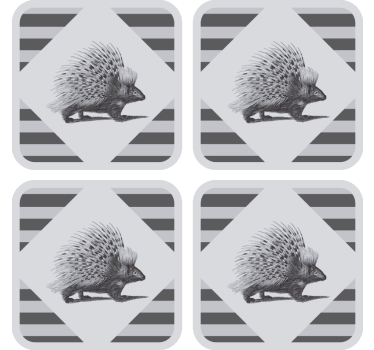 Modern poháralátétek sünillusztrációs csíkokkal - TenStickers