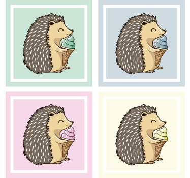 Poháralátétek szörnyszülött - süni fagyit majszol - TenStickers