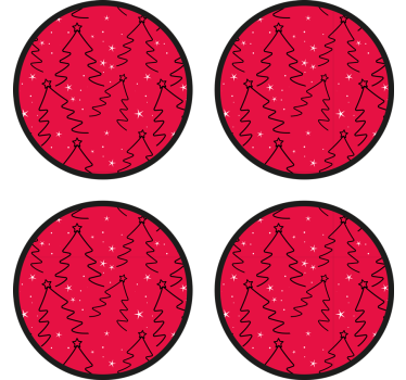 Karácsonyi poháralátétek ünnepi fenyőmintával - TenStickers