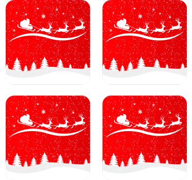 Mikulás szán rénszarvassal poháralátétek karácsony - TenStickers