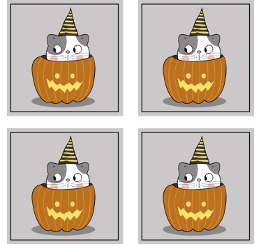 Halloween poháralátétek tökös macskával - TenStickers