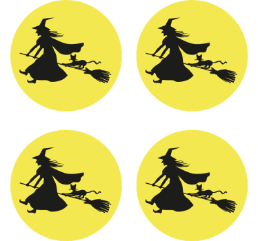 Boszorkány, hold és fekete macska halloween ital szőnyeg - TenStickers