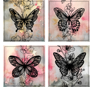 Elegáns pillangó mintás poháralátétek modern - TenStickers