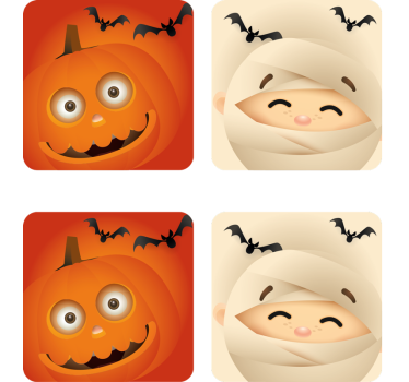 Vidám tök és múmia poháralátétek halloween - TenStickers
