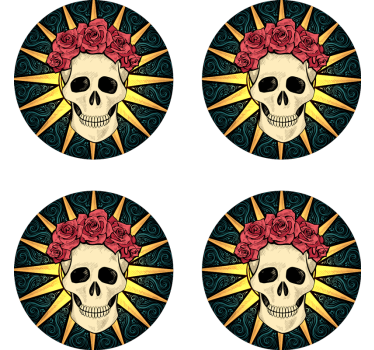 Női koponya rózsa halloween poháralátét - TenStickers