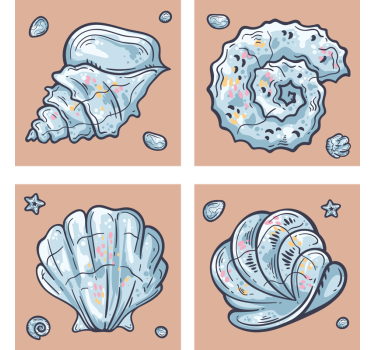 Modern poháralátétek kagyló inspirálta mintákkal - TenStickers