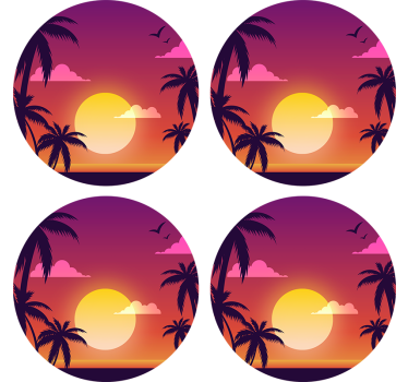 Trópusi naplemente motívum poháralátétek szörnyszülött - TenStickers