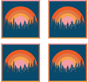 Réteges naplemente erdő modern poháralátétek - TenStickers