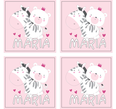 Cuki zebra medve duó poháralátétek testreszabható - TenStickers