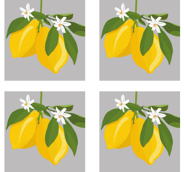 Modern poháralátétek sárga citrommal és levelekkel - TenStickers