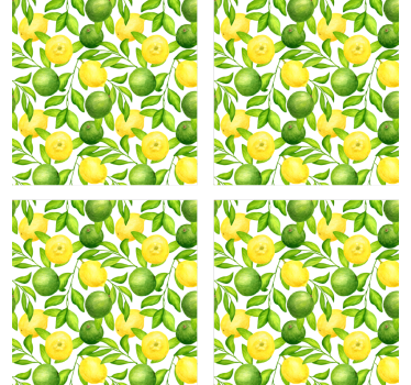 Élénk citrus virágmintás poháralátétek - TenStickers