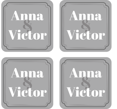 Esküvői poháralátétek egyedi pár kezdőbetűivel - TenStickers