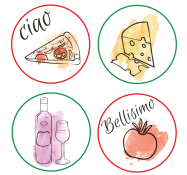 Olasz ételek és italok személyre szabott sörszőnyegek - TenStickers