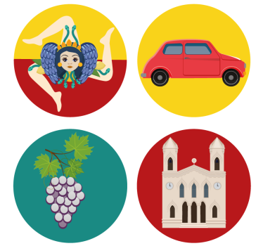 Szicília színű ikonok több alátét - TenStickers