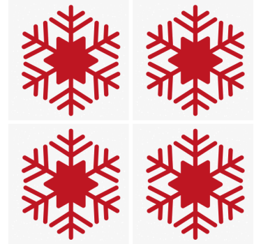 Poháralátétek karácsony - piros hópehely minta - TenStickers