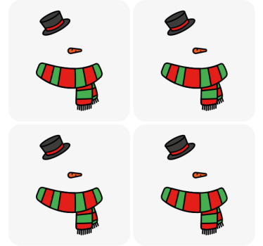 Hóember kiegészítők készlet poháralátétek karácsony - TenStickers