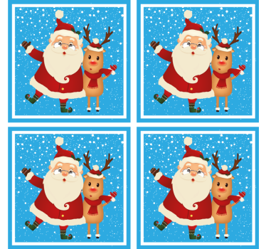 Mikulás és rénszarvas poháralátétek karácsony - TenStickers