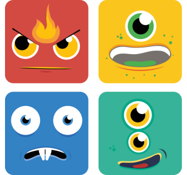 Színes szörnyarcok poháralátétek szörnyszülött - TenStickers