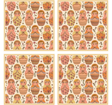 Színes matryoshka babák mintás poháralátétek szörnyszülött - TenStickers
