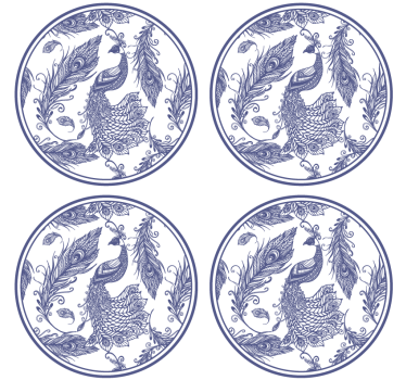 Delftware páva cserép alátét - TenStickers