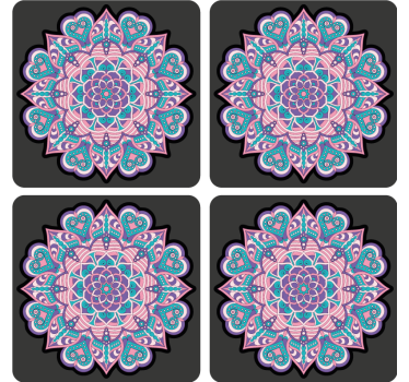 Színes szív mandala poháralátétek szörnyszülött - TenStickers