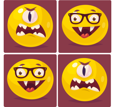 Vicces mosolygó arcok poháralátétek szörnyszülött - TenStickers