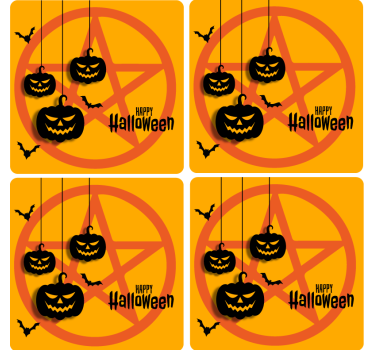 Kísérteties sütőtök motívum poháralátétek halloween - TenStickers