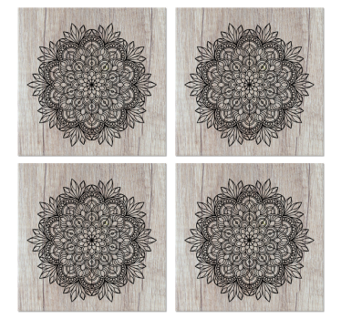 Fekete mandala a fa cserép alátéten - TenStickers