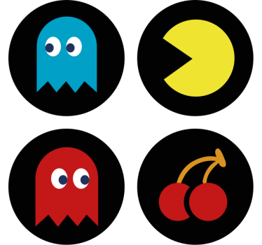 Színes retro ikonok poháralátétek szörnyszülött - TenStickers