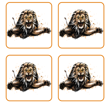 Fierce lion illusztráció - poháralátétek szüret - TenStickers
