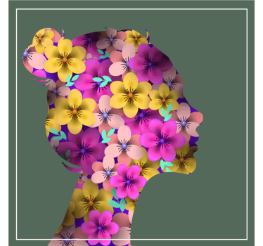 Modern poháralátétek virágos sziluett profillal - TenStickers