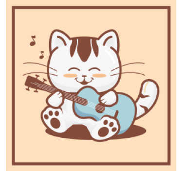 Játékos macska gitározik poháralátétek szörnyszülött - TenStickers