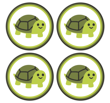 Vicces mosolygó teknős rajzfilm modern ital alátét - TenStickers