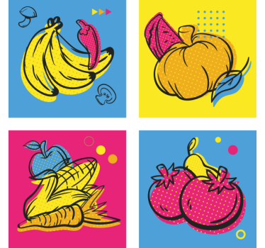 Modern poháralátétek színes gyümölcsillusztrációkkal - TenStickers