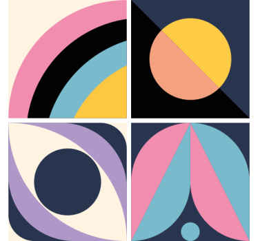 Modern poháralátétek geometrikus színblokkokkal - TenStickers