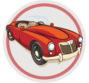 Vintage piros sportautó poháralátétek szörnyszülött - TenStickers