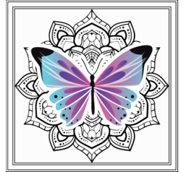 Színes pillangó mandala poháralátétek - TenStickers