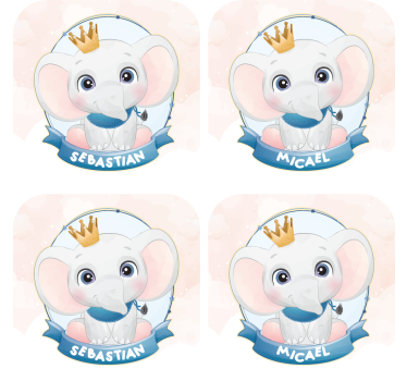 Elefánt karakterportrék poháralátétek testreszabható - TenStickers