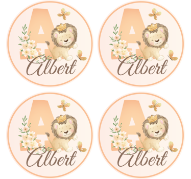 Aranyos állatok oroszlánnév személyre szabott sörpárnákkal - TenStickers